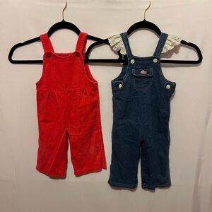 Lot of 2 Vintage Baby Toddler Clothes Overalls IZOD Lacoste 12 18 Months Denim